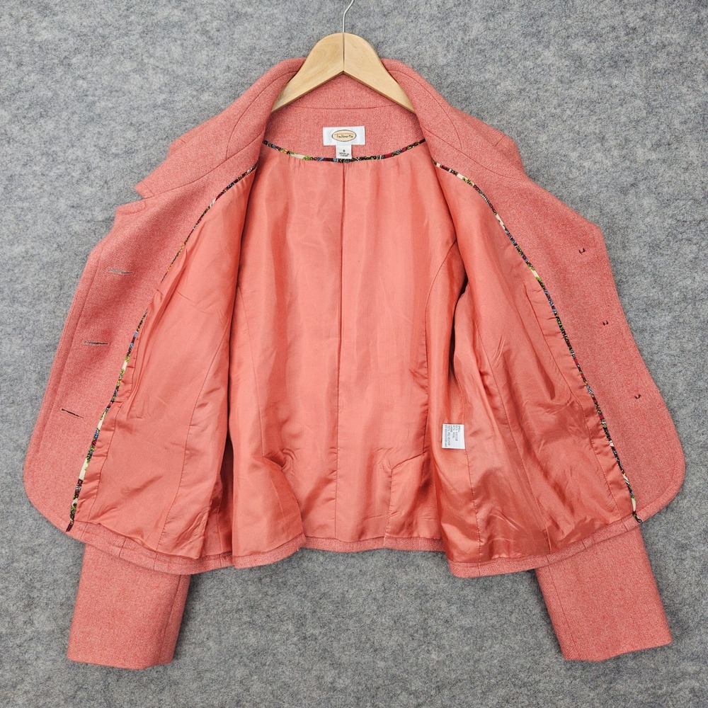 Talbots Women's Coral Pink Wool/Viscose Blend Blazer Size 8 Button Front Jacket - Picture 5 of 11